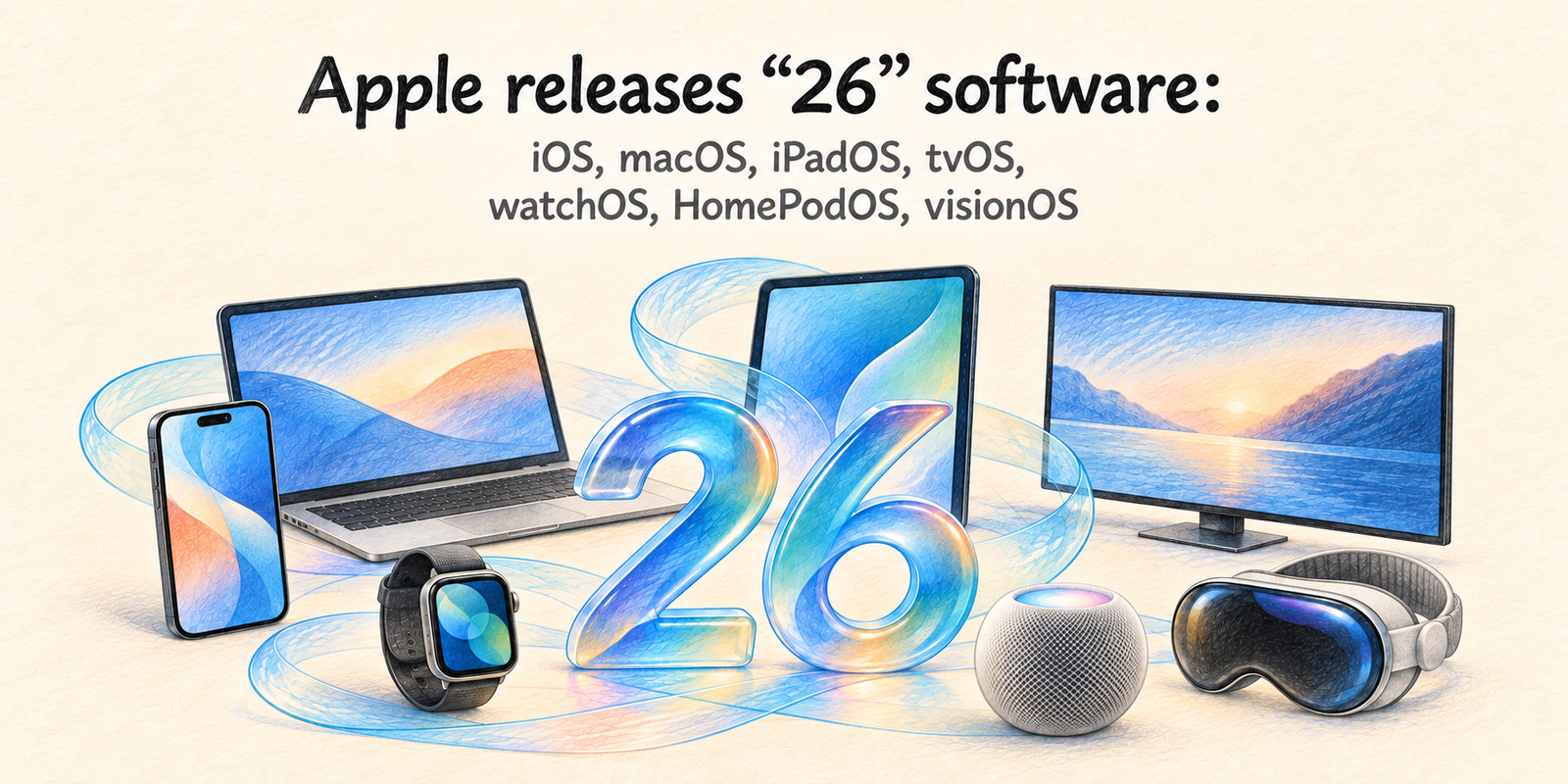 Apple releases “26” software: iOS, macOS, iPadOS, tvOS, watchOS, HomePodOS, visionOS
