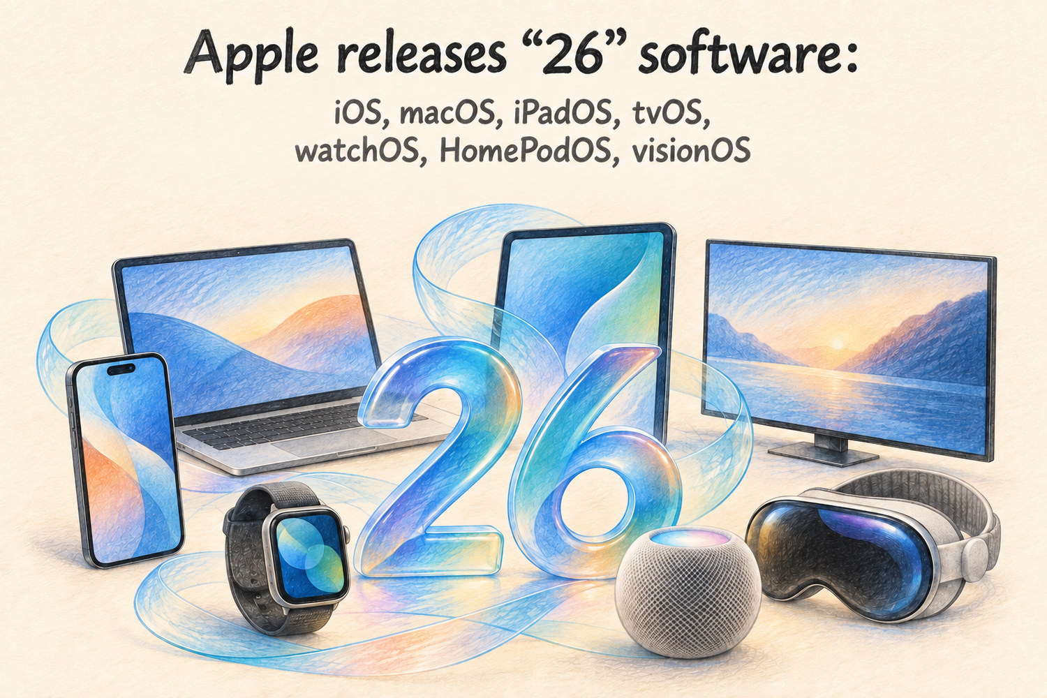 Apple releases “26” software: iOS, macOS, iPadOS, tvOS, watchOS, HomePodOS, visionOS