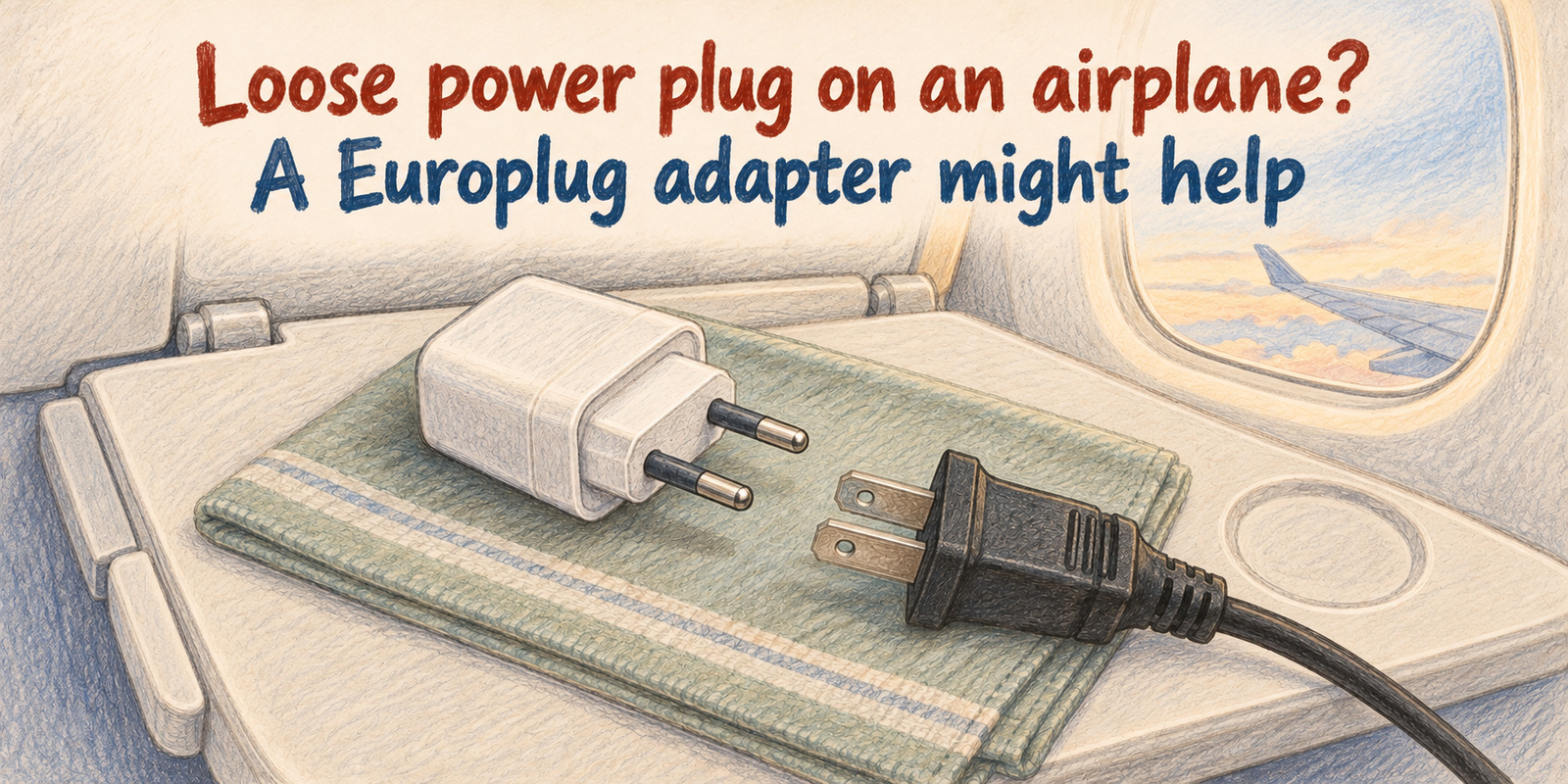 Loose power plug on an airplane? A Europlug adapter might help