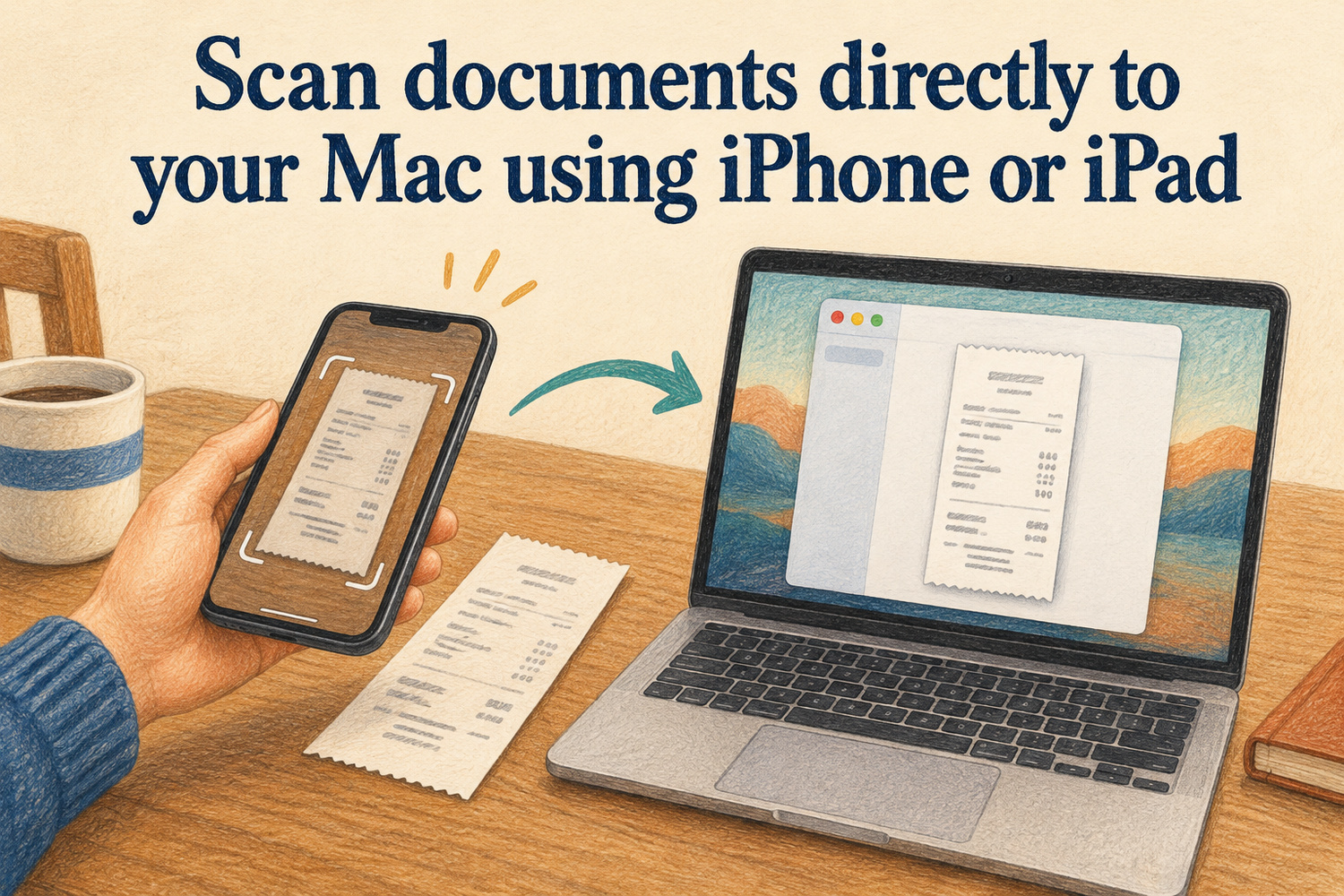 Scan documents directly to your Mac using iPhone or iPad