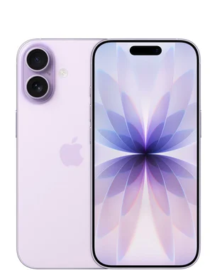 Lavender iPhone 17 shown from the front and back
