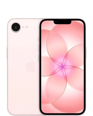 Soft pink iPhone 17e shown from the front and back