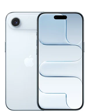 Sky blue iPhone Air shown from the front and back