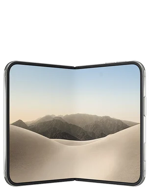 Star white iPhone Duo open to show its folding inner display