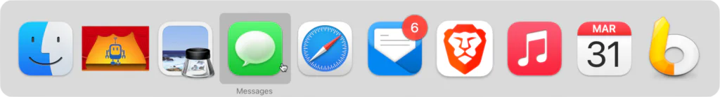 Mac app switcher showing several open application icons
