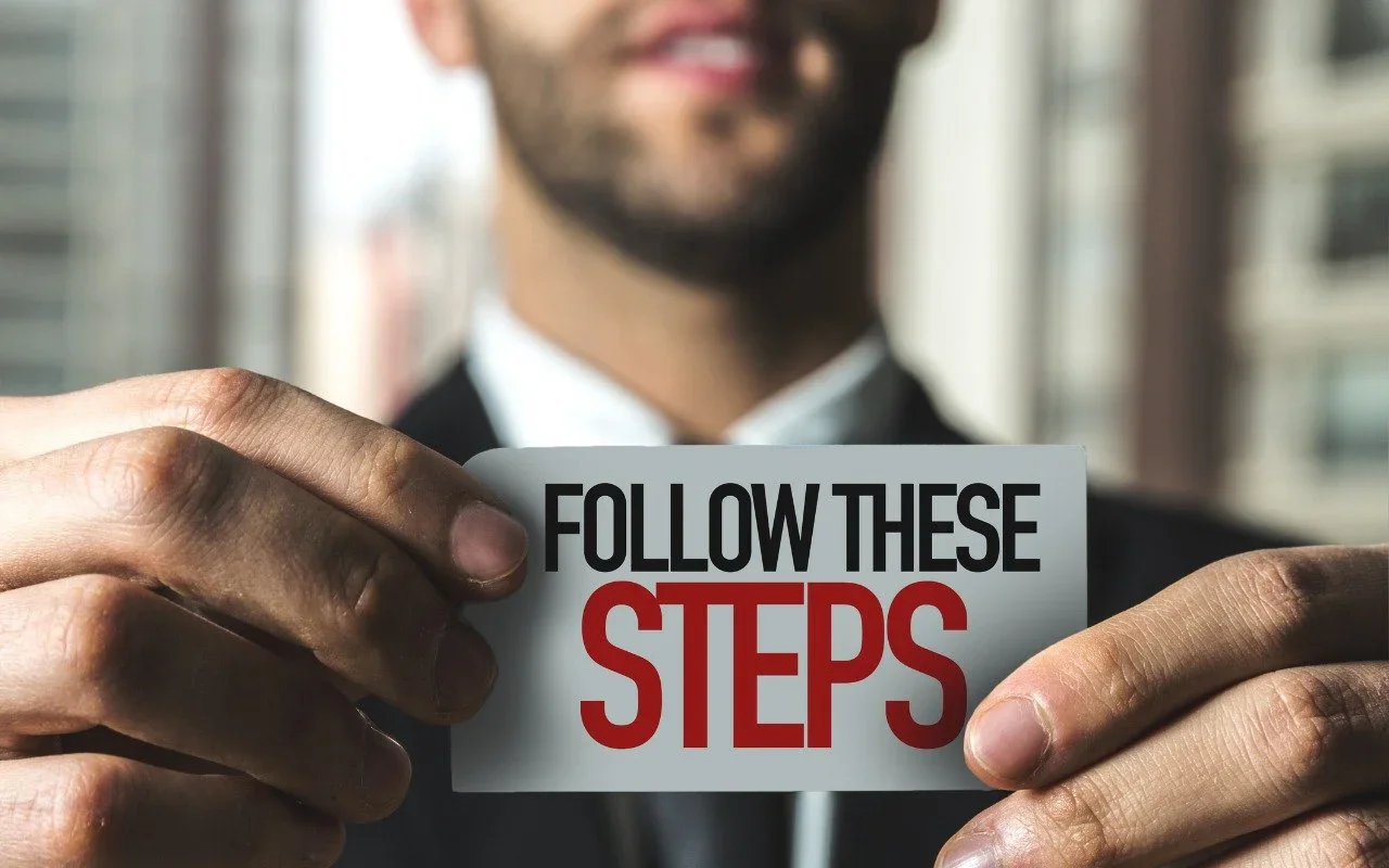 screenshot showing FOLLOW THESE STEPS