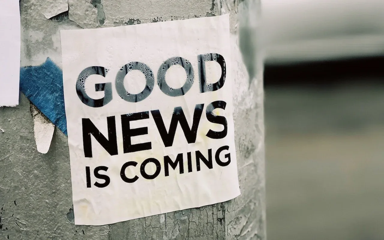 Apple device screenshot showing GOOD NEWS IS COMING