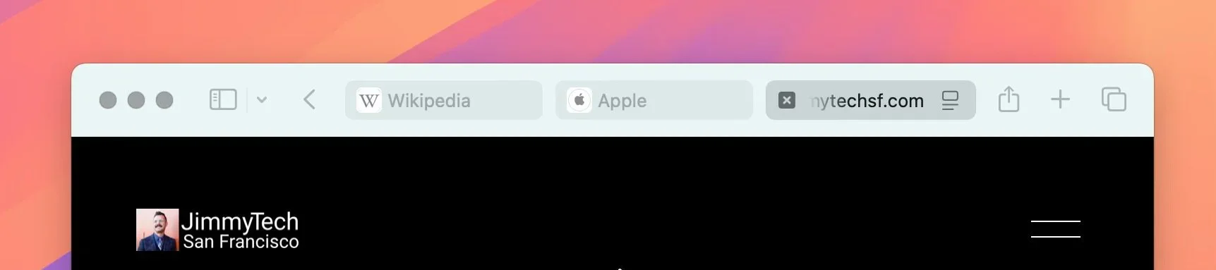 The old optional Compact Tab layout in Safari