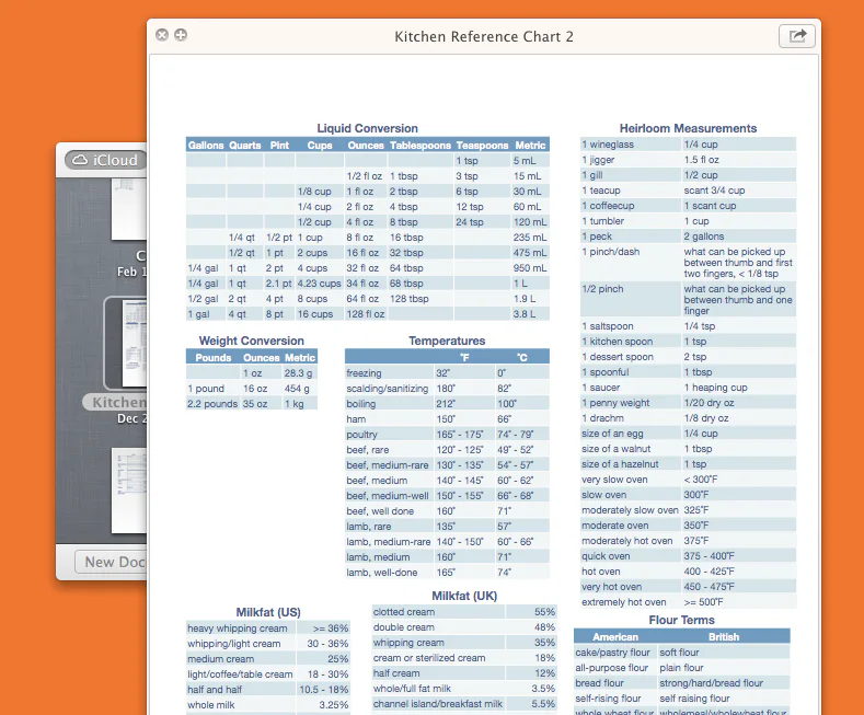 Mac Quick Look window previewing a spreadsheet
