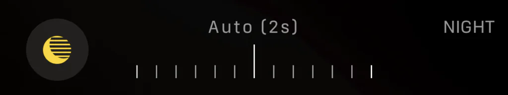 iPhone Camera Night mode exposure-duration slider