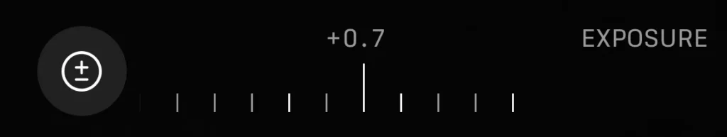 iPhone Camera exposure slider set to plus 0.7