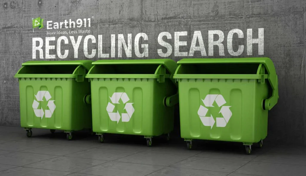 screenshot showing Earth911 More Ideas, Less Waste RECYCLING SEARCH