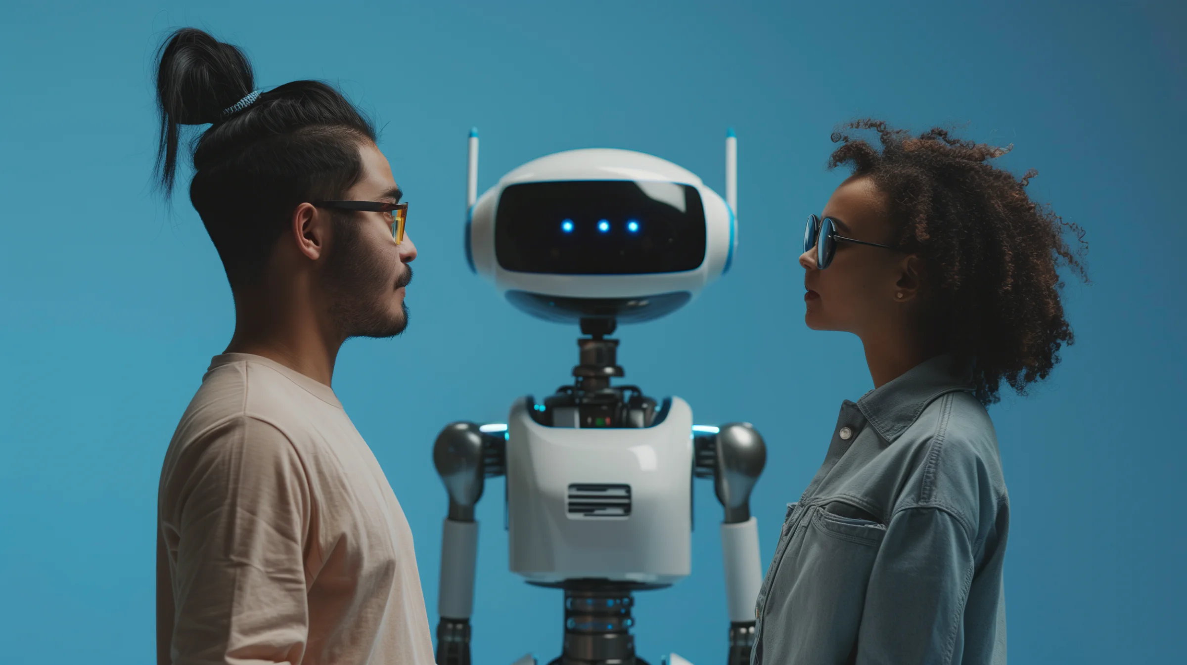 Jimmyobomsawin two people talking with a robot translator