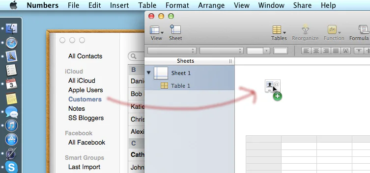 screenshot showing Numbers File Edit Insert Table Format Arrange View Window Share Help Sheet Tables Reorganize Function