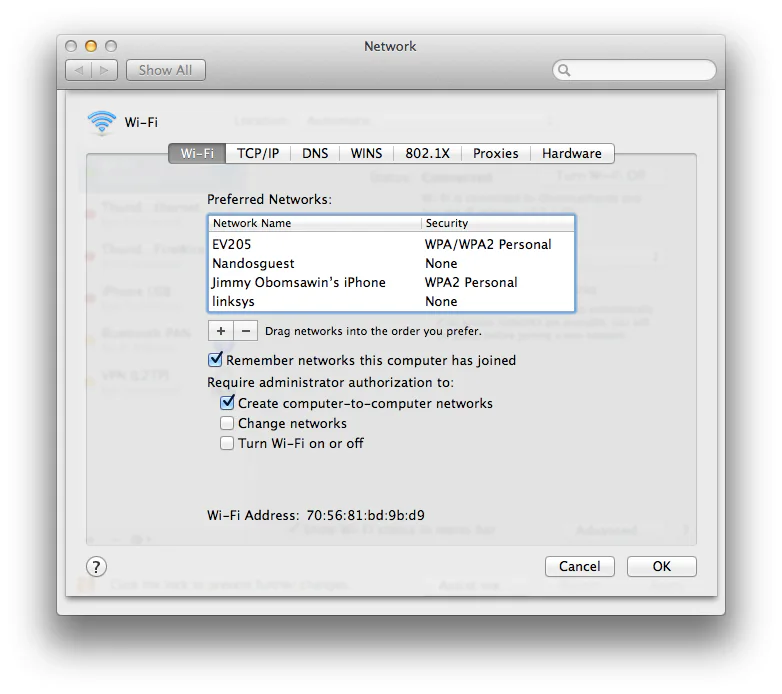 screenshot showing Network Show All TCP/IP