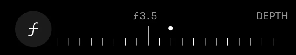 iPhone Camera depth-of-field slider set to f3.5