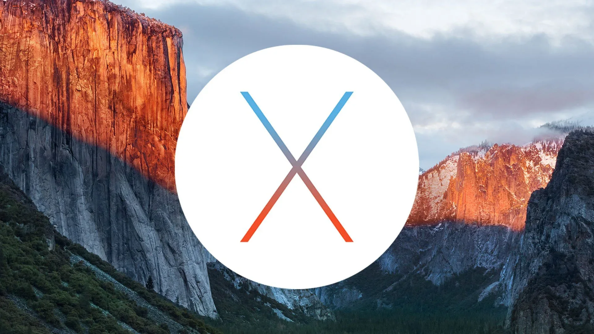 OS X El Capitan logo over a view of the El Capitan rock formation