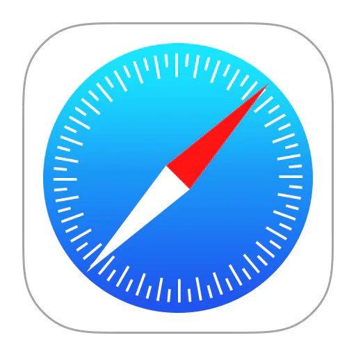 Safari app icon with its blue compass face