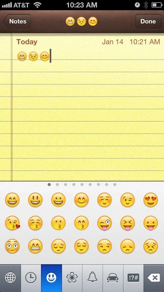 iPhone screenshot showing •Ill AT&T • Notes Jan 14 10:21 AM