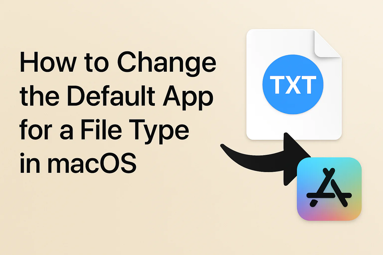 Graphic showing a text document changing from TextEdit to another default app
