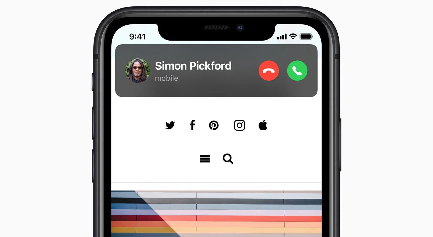 iPhone displaying the compact incoming-call banner in iOS 14
