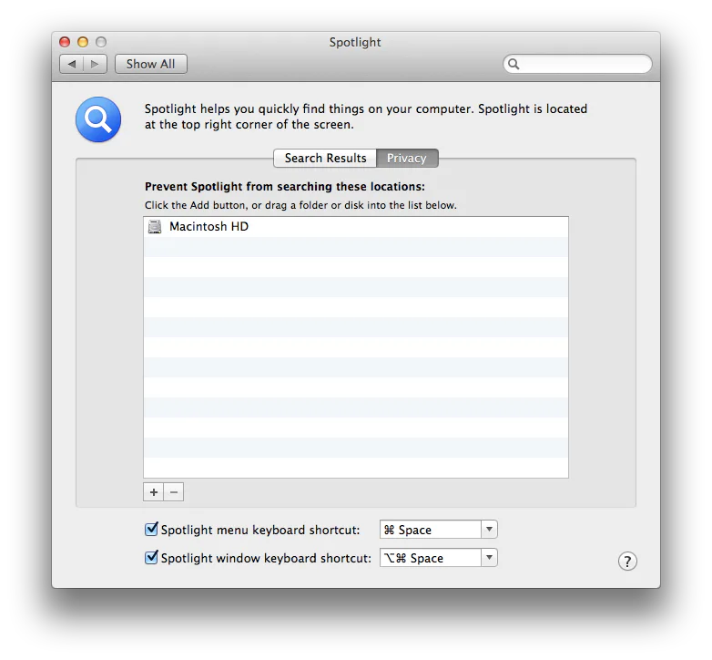 screenshot showing Spotlight Show All at the top right corner of the screen