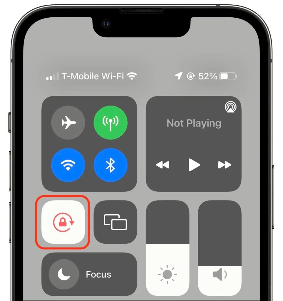 Apple device screenshot showing • T-Mobile Wi-Fi Not Playing Focus