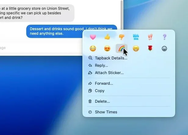 Screenshot of a right-click in Messenger