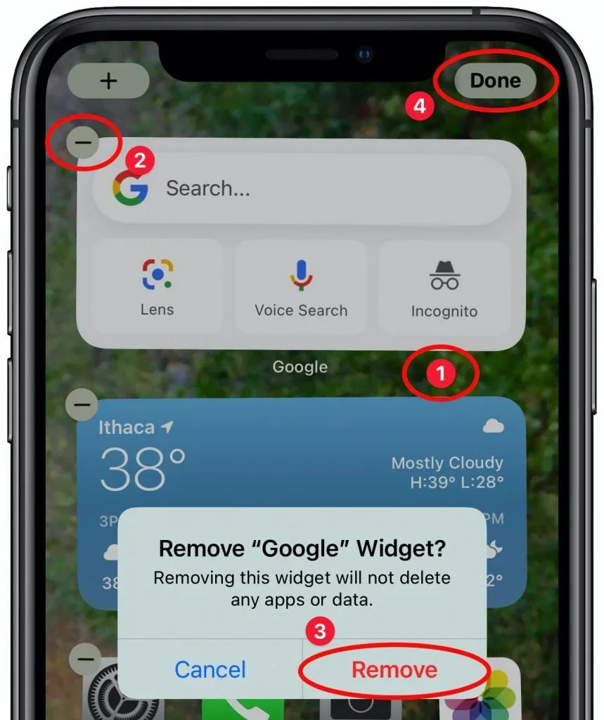 iPhone screenshot showing Search... Lens Voice Search