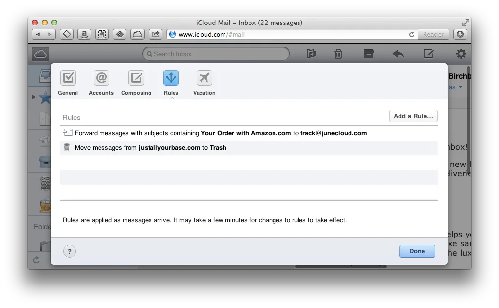 Configure email filtering rules on your mail server