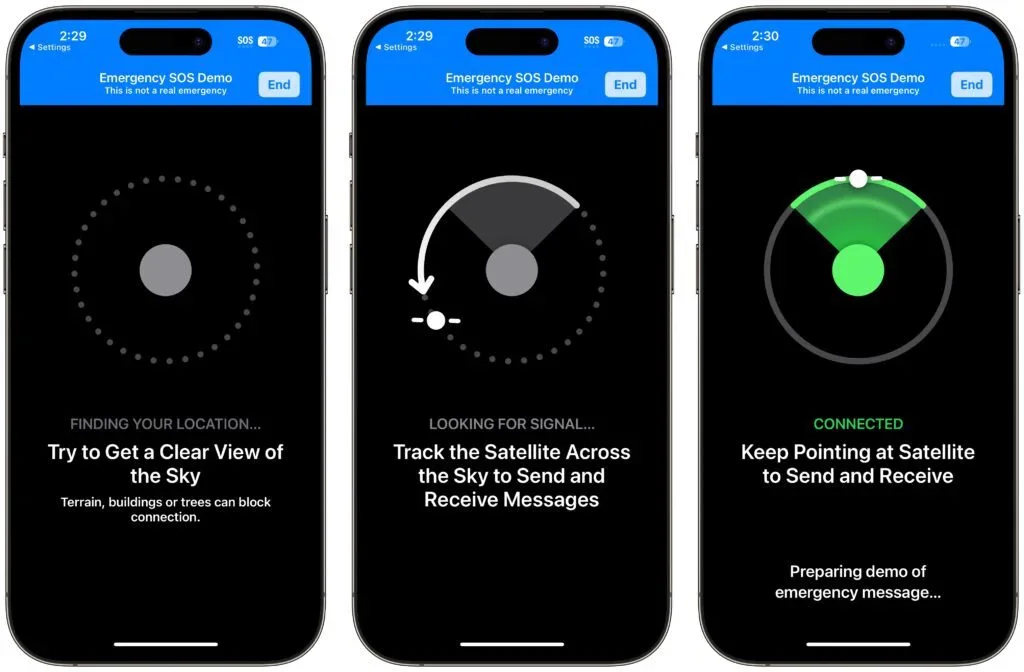 iPhone satellite demo showing how to turn and connect to a satellite