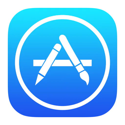 Blue App Store icon with a white stylized letter A