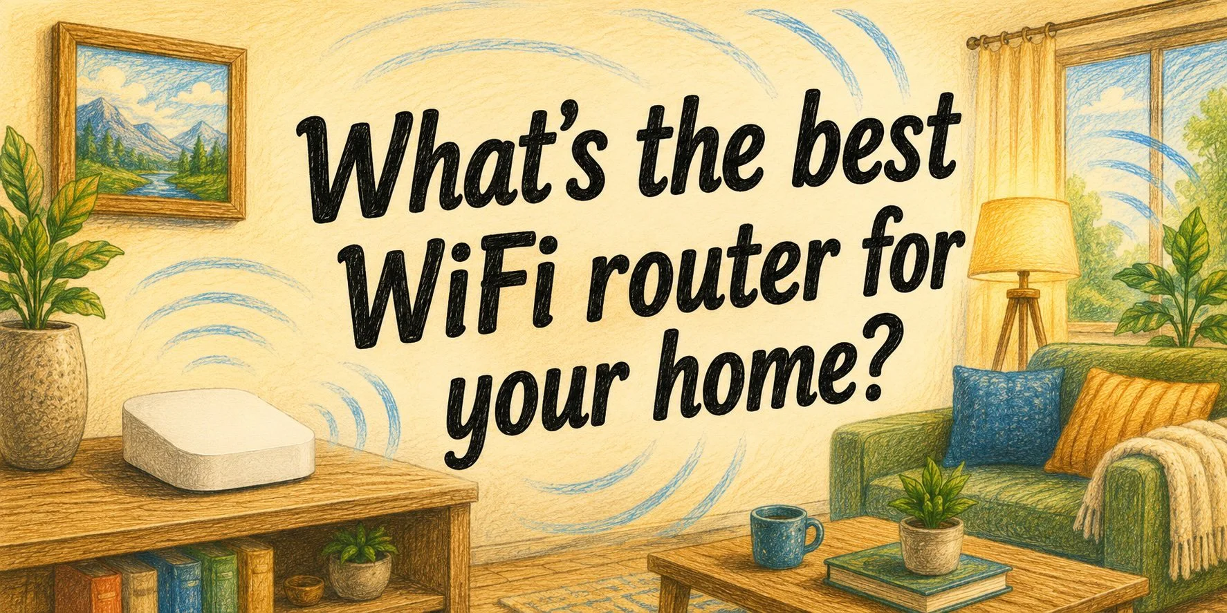 A white Eero router in a living room with the title What's the best WiFi router for your home?