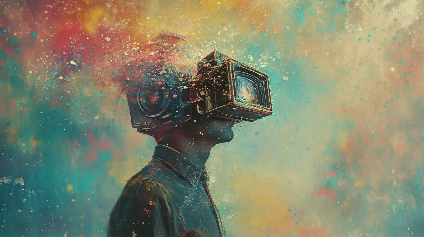 Jimmyobomsawin a person with a camera for a head surreal p