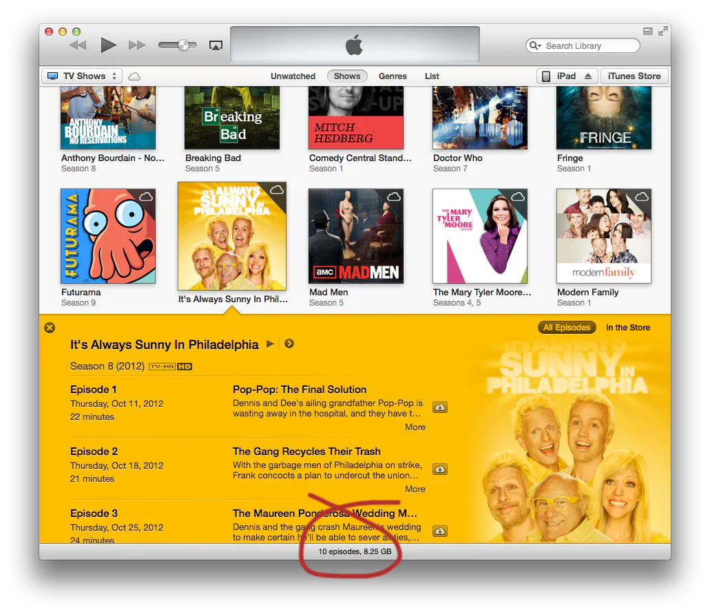 screenshot showing - TV Shows Unwatched ORDANONS