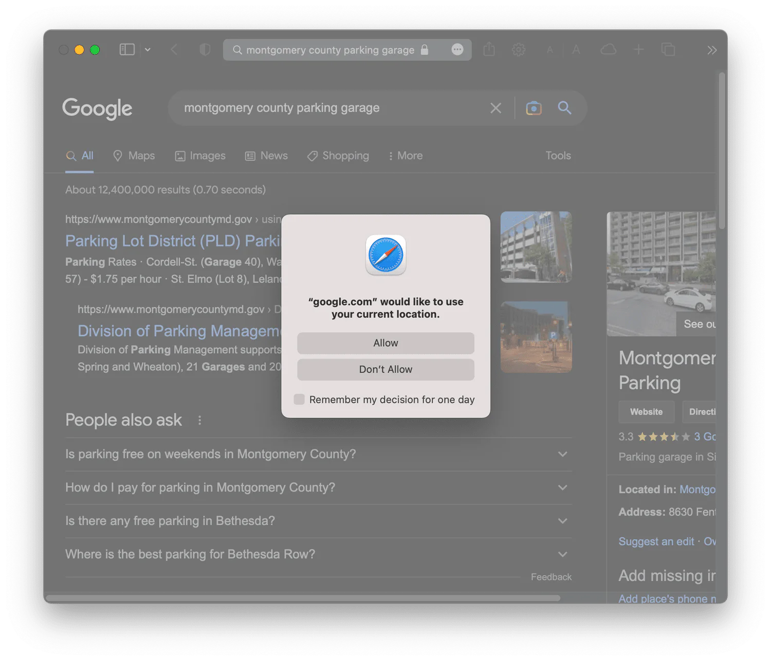 Annoyance: "google.com" would like to use your current location.