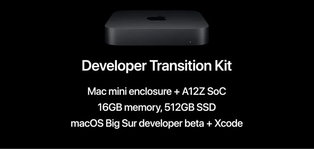 Apple Developer Transition Kit specifications for a Mac mini with an A12Z chip