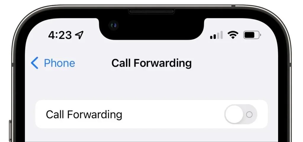 iPhone Call Forwarding setting turned off