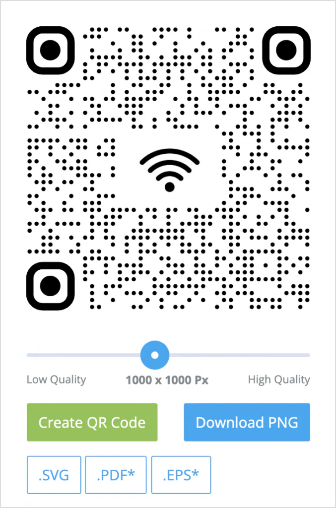 Completed Wi-Fi QR code ready to download