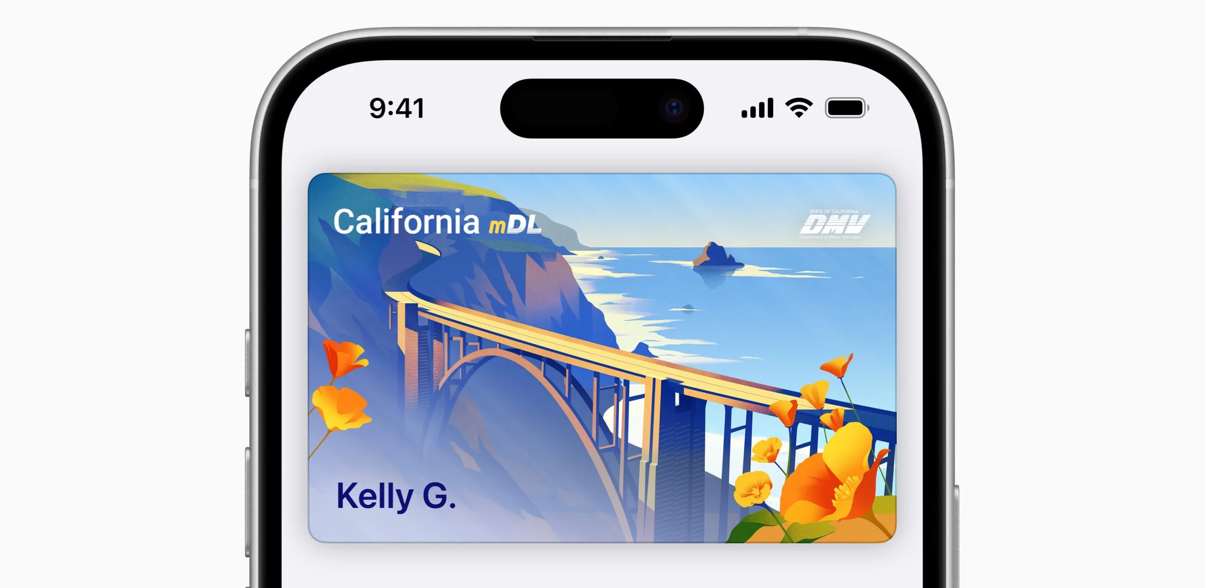 California driver's license displayed in Apple Wallet on an iPhone