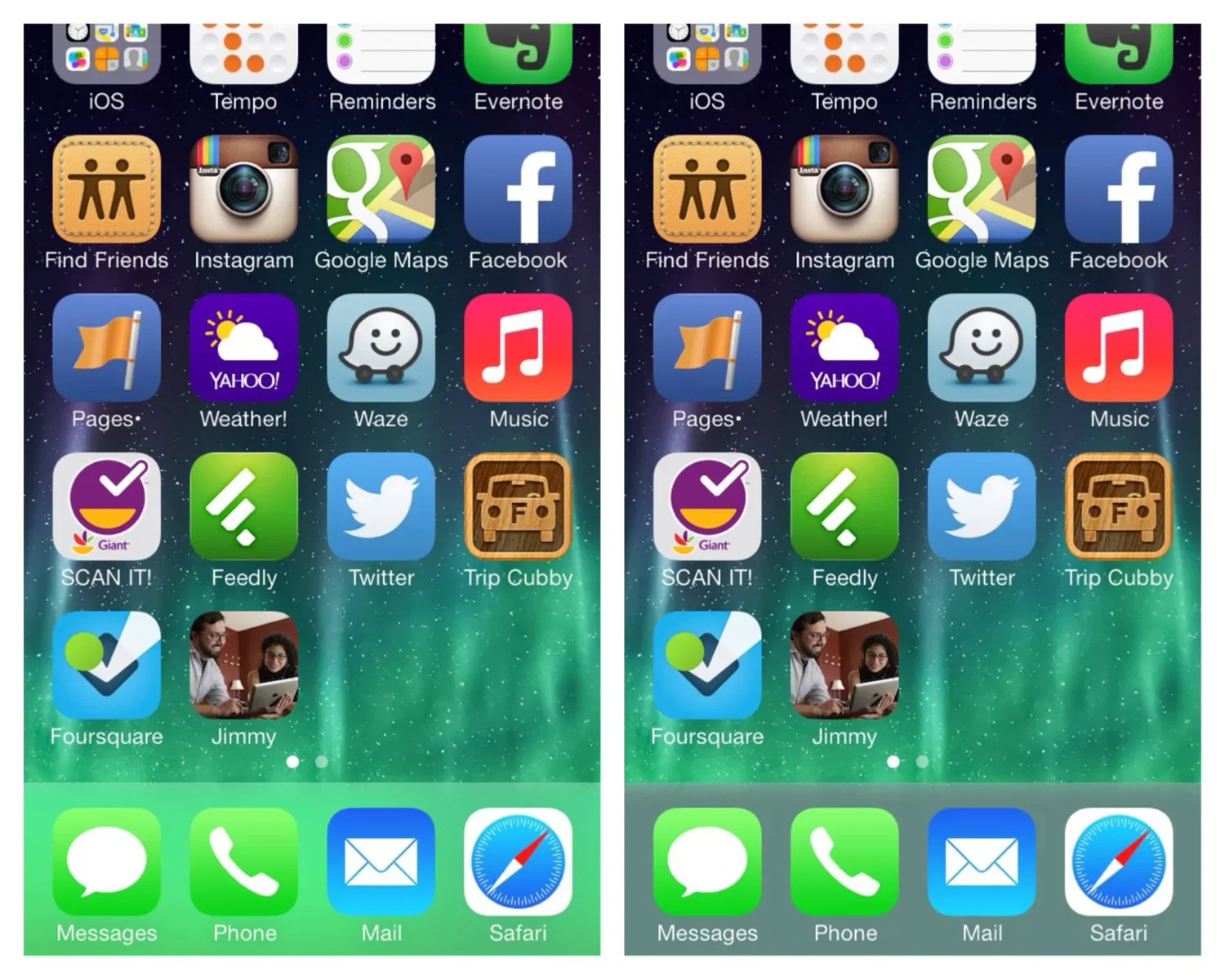 Without increased contrast (left) and with increased contrast (right).