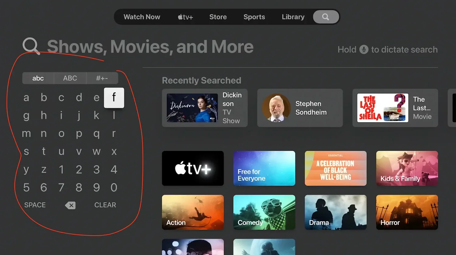 Change Apple TV keyboard to a grid