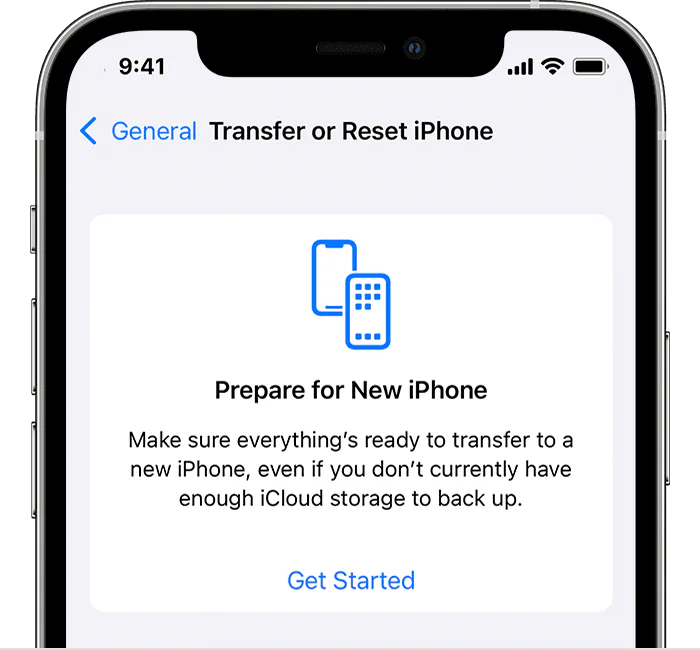 iPhone Prepare for New iPhone screen offering temporary iCloud storage