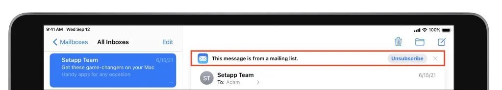 Mail unsubscribe controls highlighted on Mac and iPhone