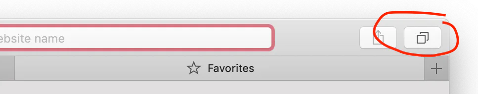 Safari toolbar with the iCloud Tabs button highlighted