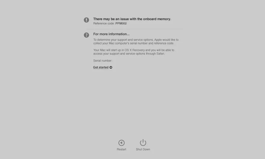 Apple Diagnostics result reporting a possible issue with onboard memory